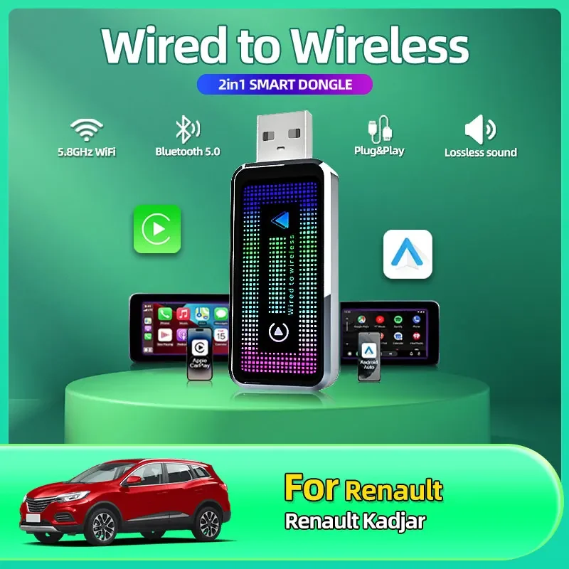 Portable Wireless Carplay Adapter Android Auto Compatibility and For Apple Carplay with Easy Setup Dongle For Renault Kadjar
Portable Wireless Carplay Adapter Android Auto Compatibility and For Apple Carplay with Easy Setup Dongle For Renault Kadjar