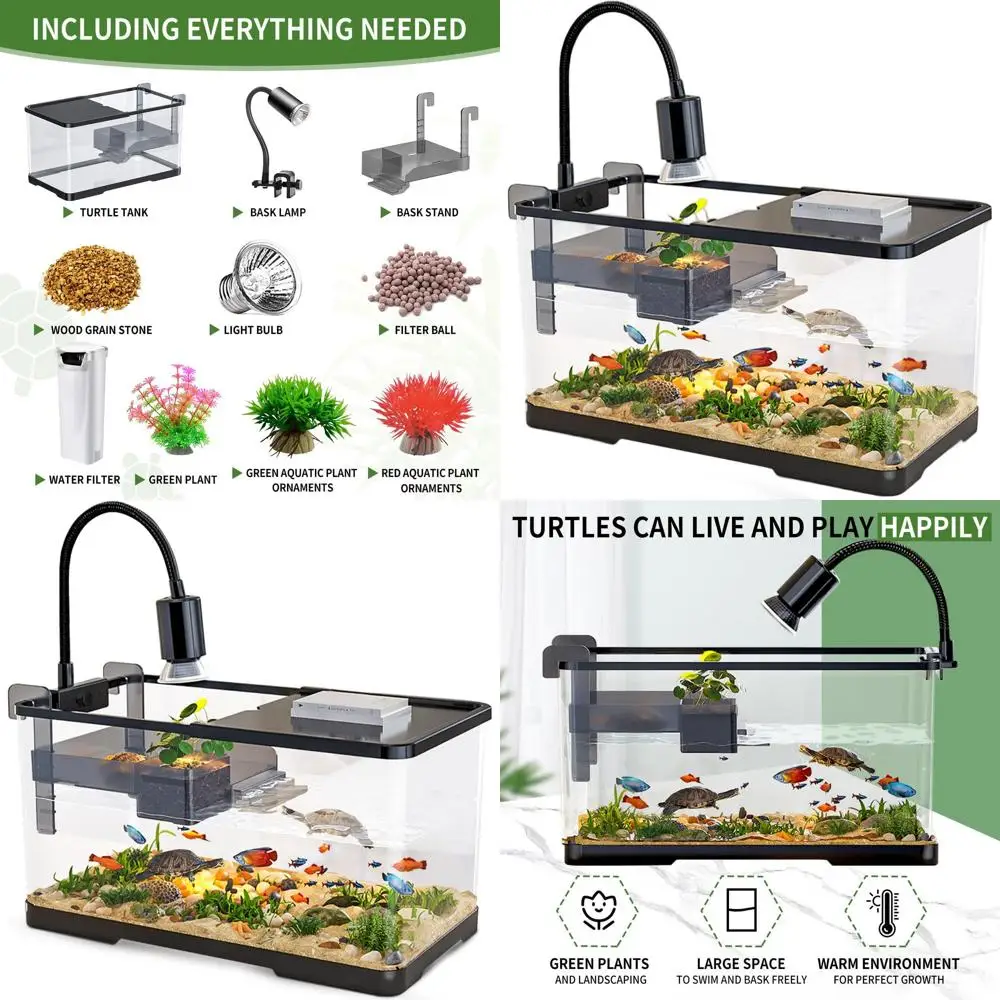 All-in-One Turtle Habitat Kit with Bottom Drain and Multi-Purpose Areas for Reptiles and Aquatic Pets
All-in-One Turtle Habitat Kit with Bottom Drain and Multi-Purpose Areas for Reptiles and Aquatic Pets
