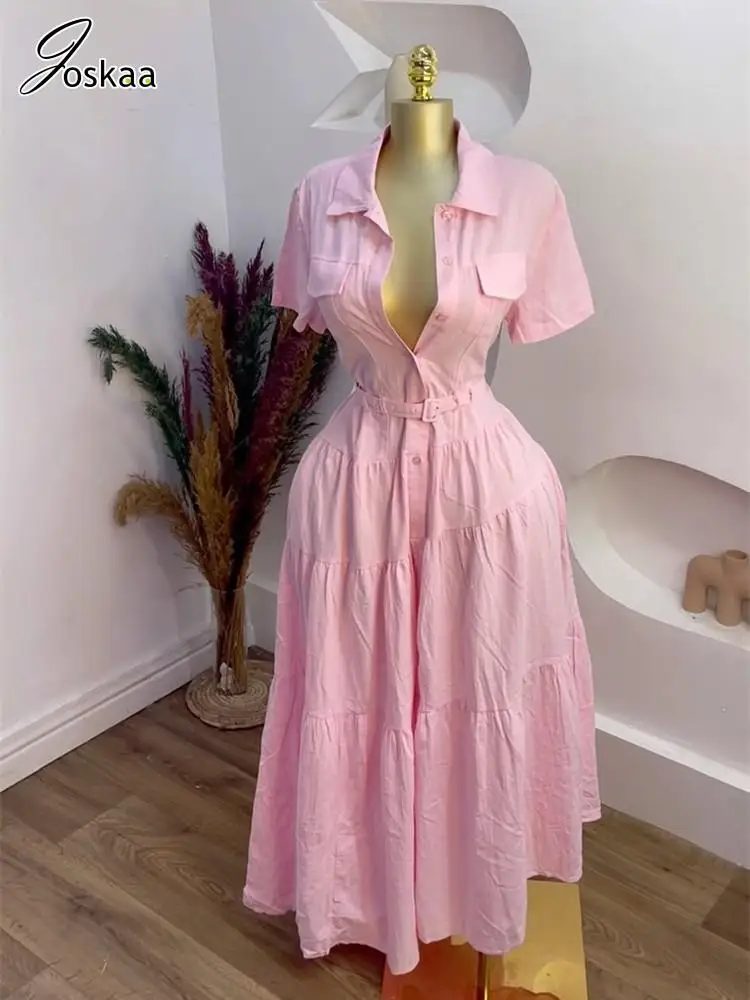 Joskaa 2025 Summer Women Lapel Short Sleeve Single Breasted Belt A-Line Maxi Shirt Dress Street Birthday Evening Clubwear S-XXL
Joskaa 2025 Summer Women Lapel Short Sleeve Single Breasted Belt A-Line Maxi Shirt Dress Street Birthday Evening Clubwear S-XXL