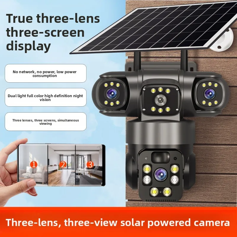 110В-220В 4G Солнечная камера с тремя объективами и тремя экранами, панорамная 360-градусная, высокого разрешения, ночное видение, беспроводной Wi-Fi мониторинг
110В-220В 4G Солнечная камера с тремя объективами и тремя экранами, панорамная 360-градусная, высокого разрешения, ночное видение, беспроводной Wi-Fi мониторинг