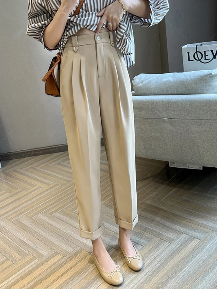 Женские утягивающие брюки-шаровары из девяти частей, тонкие, повседневные, прямого кроя, в корейском стиле, с высокой талией, из других материалов
Женские утягивающие брюки-шаровары из девяти частей, тонкие, повседневные, прямого кроя, в корейском стиле, с высокой талией, из других материалов