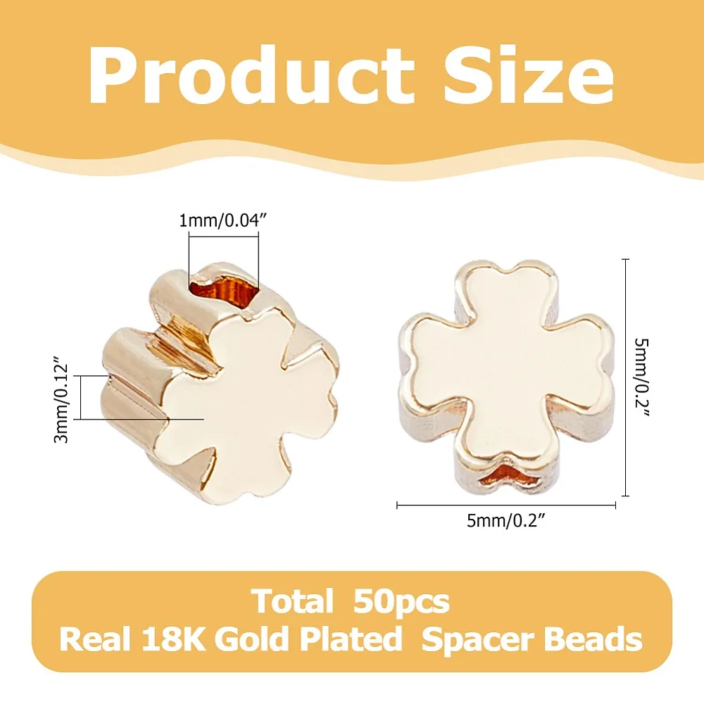 50Pcs Brass Spacer Beads Nickel Free Clover Real 18K Gold Plated 5x5x3mm Hole: 1mm
50Pcs Brass Spacer Beads Nickel Free Clover Real 18K Gold Plated 5x5x3mm Hole: 1mm