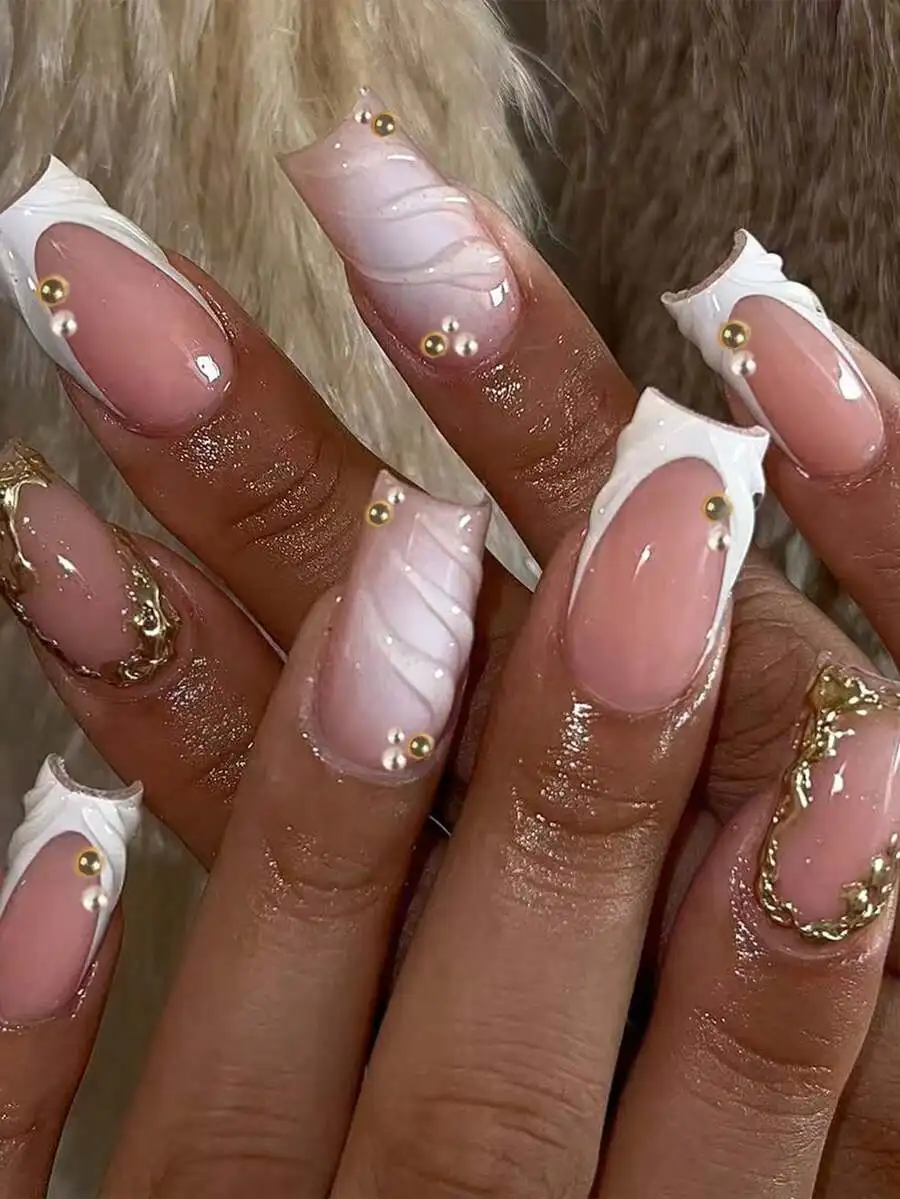 24pcs Long Square 3D Gel Flower Nail Stickers With Pearl Decor, White French Press-On Acrylic Nails, Perfect Fit. Set Includes:
24pcs Long Square 3D Gel Flower Nail Stickers With Pearl Decor, White French Press-On Acrylic Nails, Perfect Fit. Set Includes: