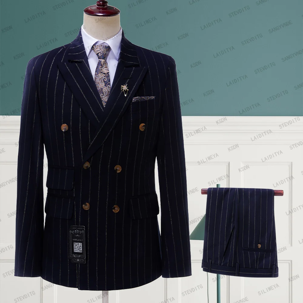 Blazer Sets Double Breasted Suits 2023 Latest Coat Pant Terno Masculino Slim Fit Vertical Stripe Tuxedo Wedding Suits For Men
Blazer Sets Double Breasted Suits 2023 Latest Coat Pant Terno Masculino Slim Fit Vertical Stripe Tuxedo Wedding Suits For Men