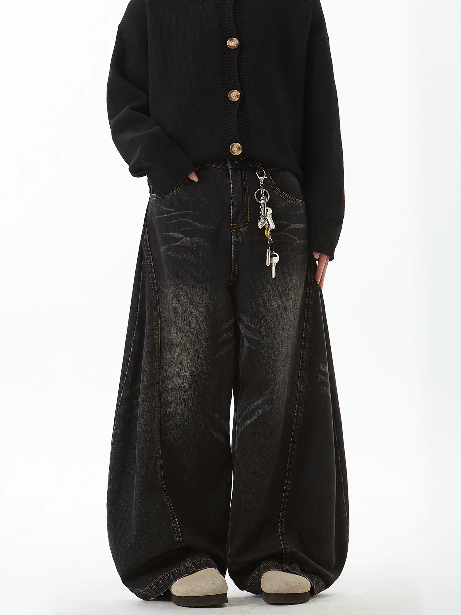 American Retro Washed Black Knife Jeans Men Women Loose Wide Leg Draped Feel Vintage Long Pants Casual Jeans
American Retro Washed Black Knife Jeans Men Women Loose Wide Leg Draped Feel Vintage Long Pants Casual Jeans