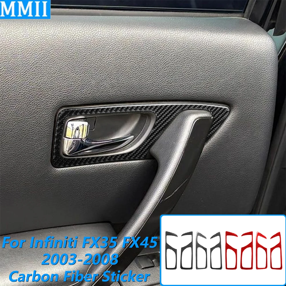 Для Infiniti FX35 FX45 S50 2006-2008: Декоративная накладка на рамку внутренней ручки двери из углеродного волокна, аксессуар для автомобиля, наклейка
Для Infiniti FX35 FX45 S50 2006-2008: Декоративная накладка на рамку внутренней ручки двери из углеродного волокна, аксессуар для автомобиля, наклейка