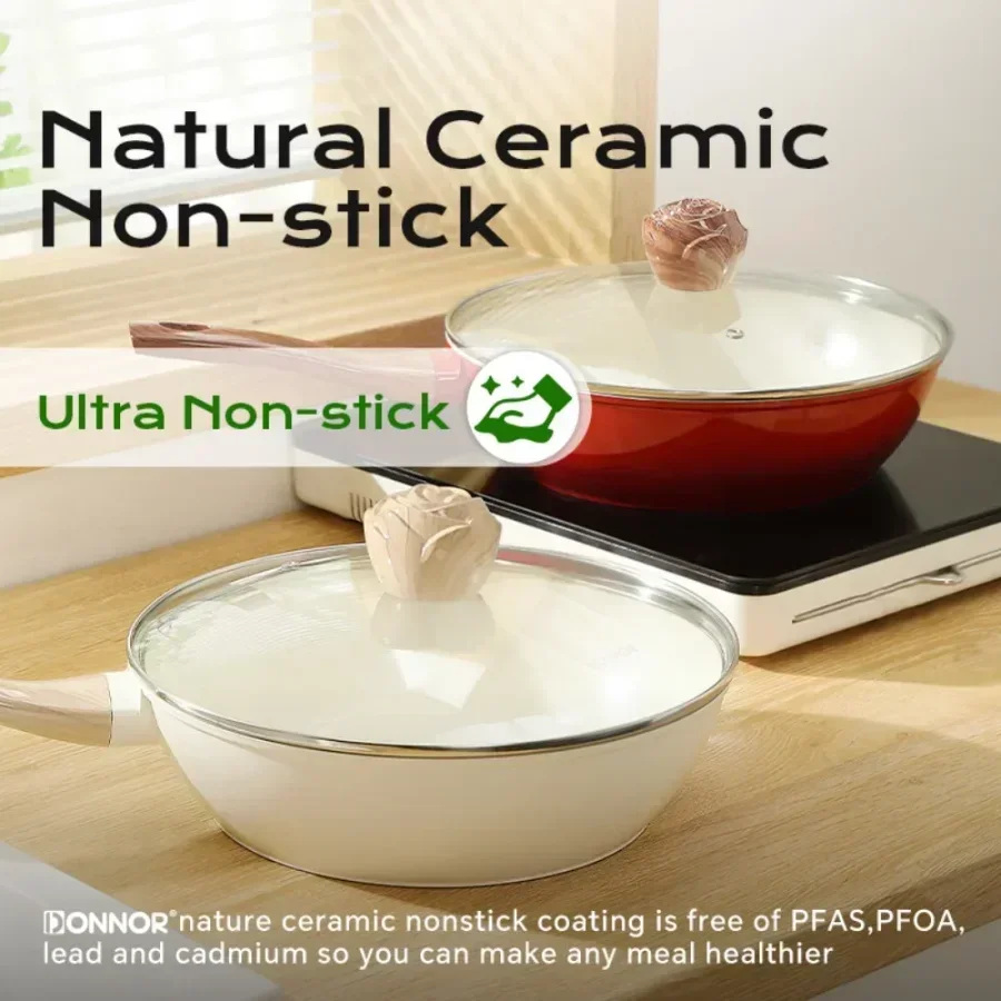 DONNOR 3.6L Nonstick Ceramic Frying Pan Skillet Frying Pan Skillet with Lid Ceramic Skillets PFAS-Free Heat Resistant Handle
DONNOR 3.6L Nonstick Ceramic Frying Pan Skillet Frying Pan Skillet with Lid Ceramic Skillets PFAS-Free Heat Resistant Handle