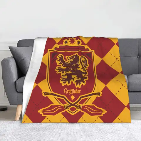 Mantas de Gryffindor eraturadas en H, decoración de lana, potters P, mantas finas y ligeras para cama, colchas para exteriores
