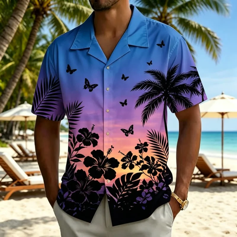 Men's Tropical Silhouette Vacation Print Shirt, for Sailing Trips, Coastal Strolls, Romantic Dates and Relaxed Seaside Moments
Men's Tropical Silhouette Vacation Print Shirt, for Sailing Trips, Coastal Strolls, Romantic Dates and Relaxed Seaside Moments