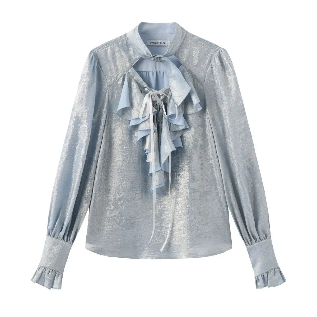 Japanese Sweet Cool Ruffle Trim Lace Up Puff Sleeve Shirts Tea Party Cosplay Retro Palace Style Shiny Metallic Lolita Blouse
Japanese Sweet Cool Ruffle Trim Lace Up Puff Sleeve Shirts Tea Party Cosplay Retro Palace Style Shiny Metallic Lolita Blouse