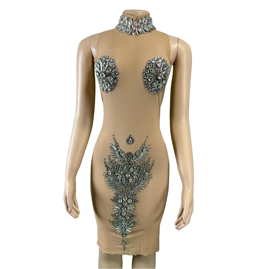 Women Sexy See Thru Crystals Sleeveless Date Night Club Short Dress Drag Queen Photo Shoot Props One Piece Costume
Women Sexy See Thru Crystals Sleeveless Date Night Club Short Dress Drag Queen Photo Shoot Props One Piece Costume