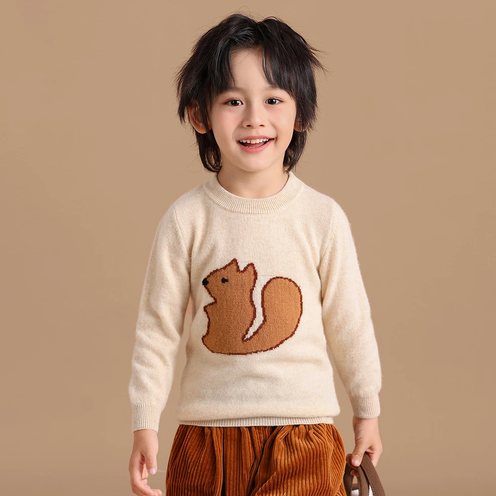 Boys wool Sweater 100% Wool Winter thick Warm Girls Wool Pullover leisure cute squirrel Sweater Kids Wool cashmere Coat 14 years 
Boys wool Sweater 100% Wool Winter thick Warm Girls Wool Pullover leisure cute squirrel Sweater Kids Wool cashmere Coat 14 years