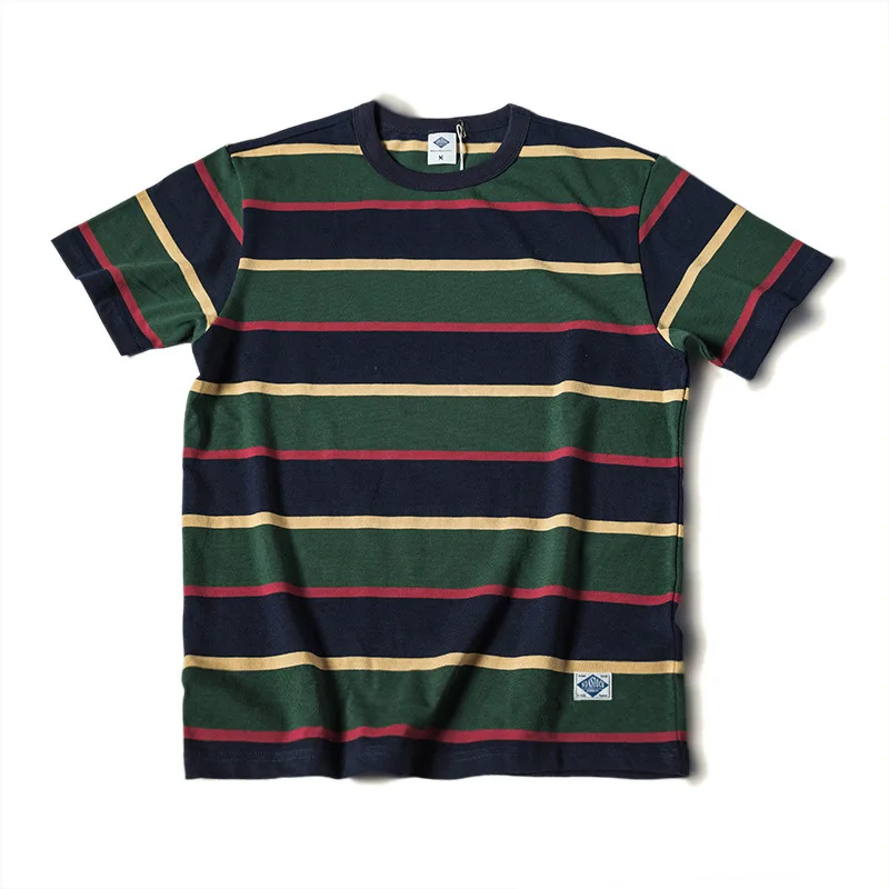 American vintage thick striped round neck short sleeve men's campus street style T-shirt fashionable relaxed casual T-shirt
American vintage thick striped round neck short sleeve men's campus street style T-shirt fashionable relaxed casual T-shirt