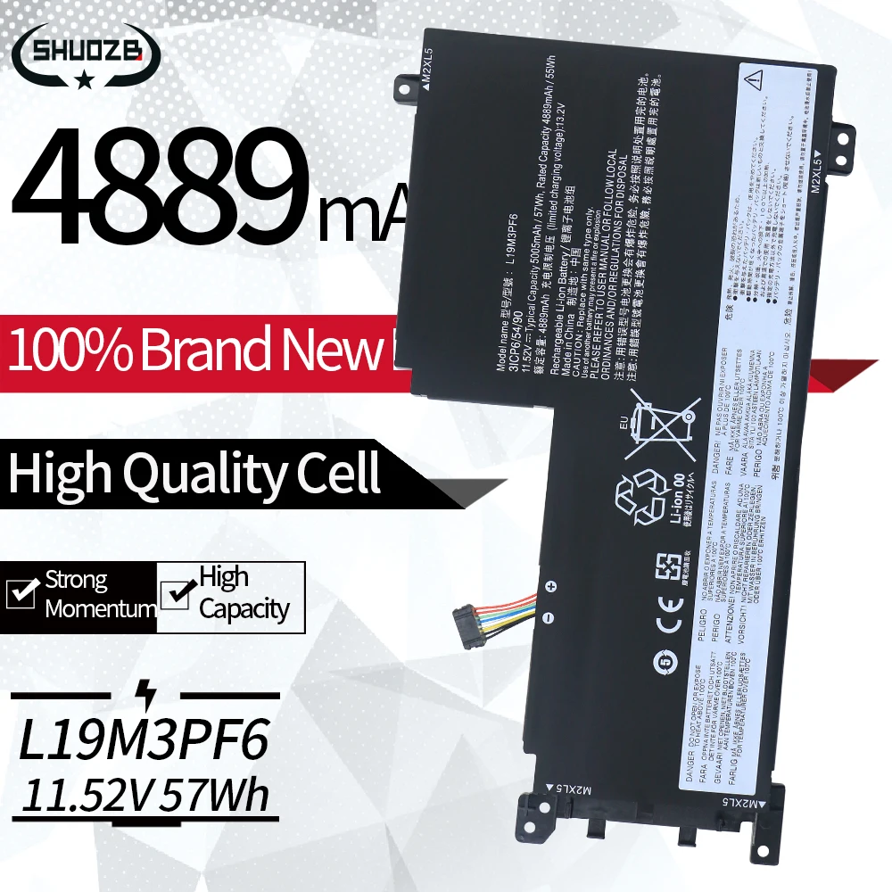New L19D3PF3 L19M3PF6 Laptop Battery For Lenovo Ideapad 5-15IIL05 81YK 5-15ARE05 81YQ Series L19C3PF4 L19C3PF5 L19L4PF1 11.52V
New L19D3PF3 L19M3PF6 Laptop Battery For Lenovo Ideapad 5-15IIL05 81YK 5-15ARE05 81YQ Series L19C3PF4 L19C3PF5 L19L4PF1 11.52V