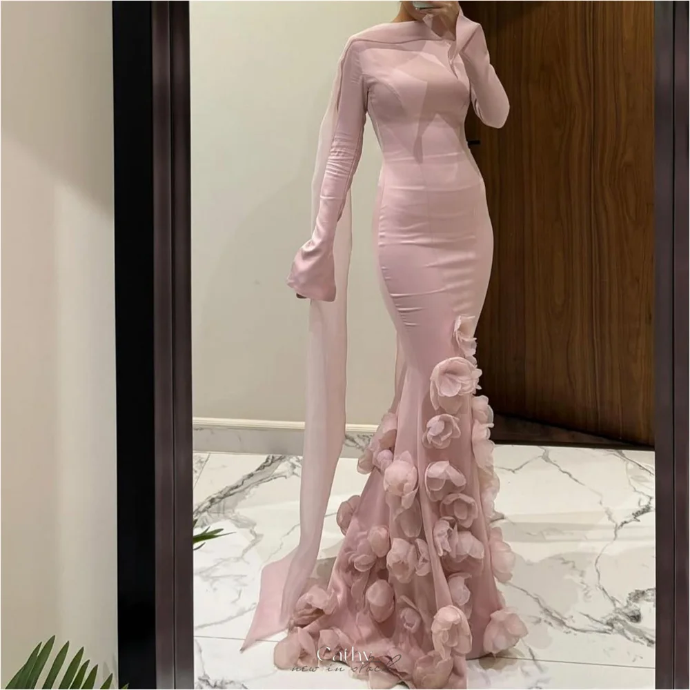 Cathy Customized Pink Halter Neck Mermaid Prom Dresses Appliques Long Sleeve vestidos de noiva Floor-Length Evening Dress 2025
Cathy Customized Pink Halter Neck Mermaid Prom Dresses Appliques Long Sleeve vestidos de noiva Floor-Length Evening Dress 2025