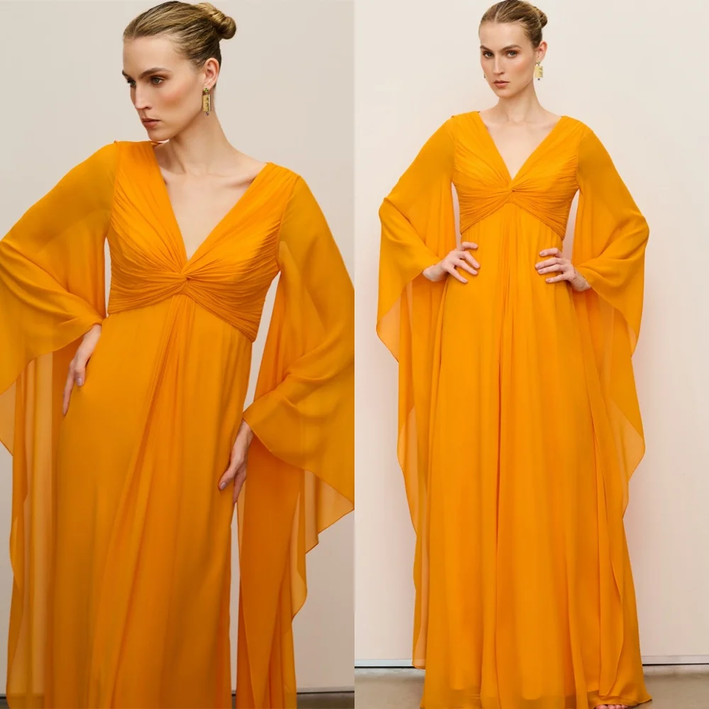 Customized Simple Orange Chiffon Evening Dress Classic V-Neck Long Sleeves Homecoming Dresses Fashion Special Occasion Gowns
Customized Simple Orange Chiffon Evening Dress Classic V-Neck Long Sleeves Homecoming Dresses Fashion Special Occasion Gowns