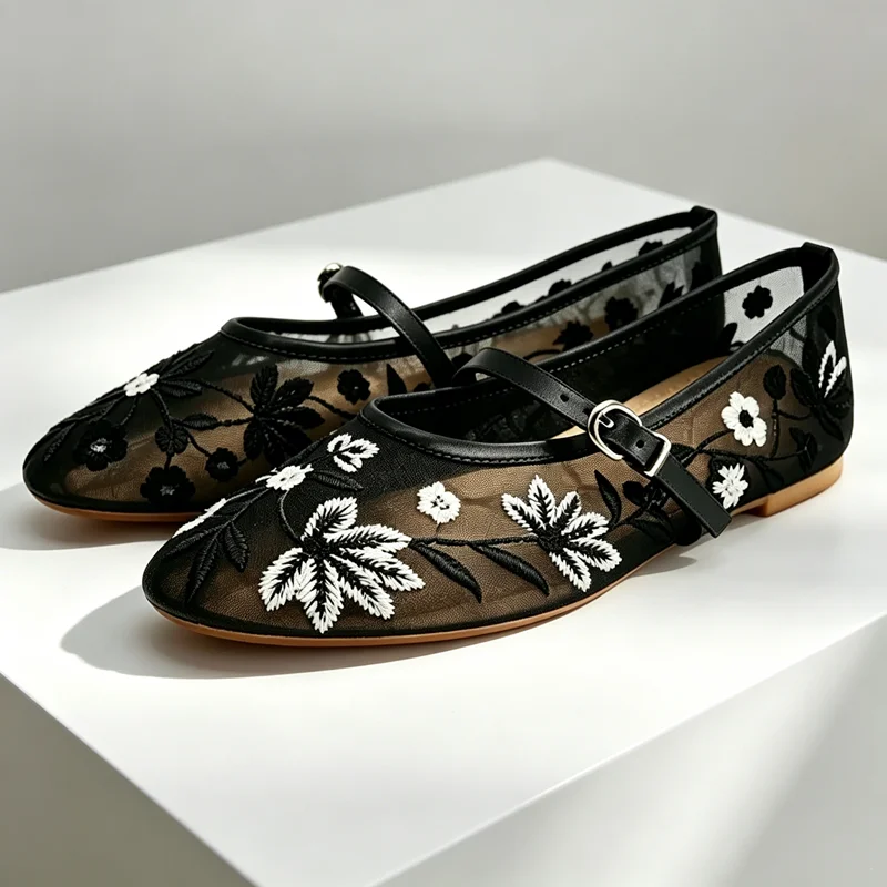 Luxury Embroidered Mesh Ballet Sneaker Women Breathable Belt Buckle Detail Mary Jane Shoes for Girls Comfortable Ballet Flats
Luxury Embroidered Mesh Ballet Sneaker Women Breathable Belt Buckle Detail Mary Jane Shoes for Girls Comfortable Ballet Flats