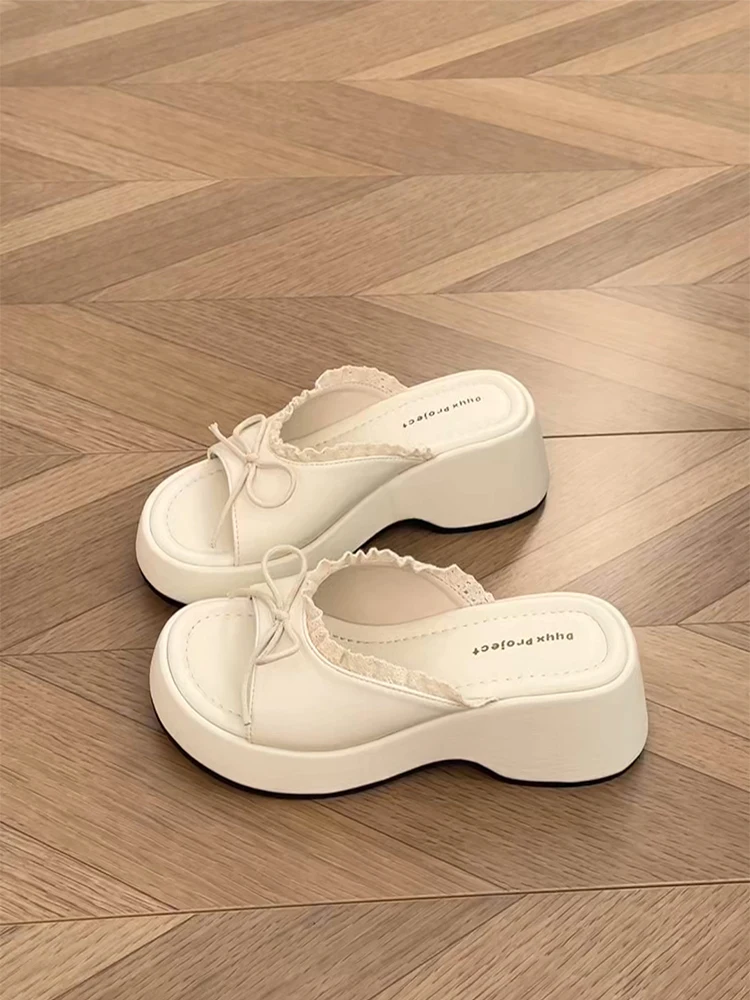Sweet Knot Thick Bottom Sandals Summer Fashionable Match Skirts Slip-On Shoes Arch Support round Toe Rubber Sole
Sweet Knot Thick Bottom Sandals Summer Fashionable Match Skirts Slip-On Shoes Arch Support round Toe Rubber Sole