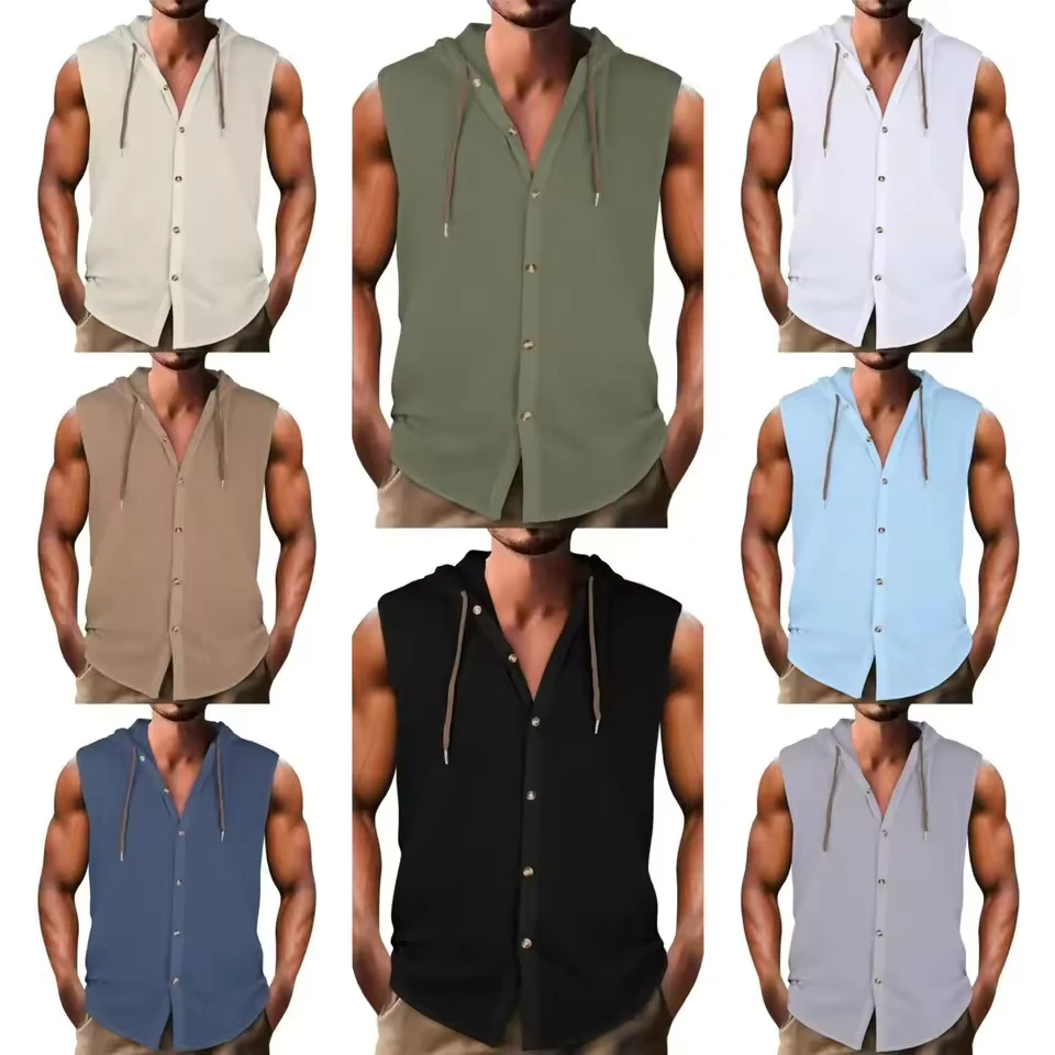 2025 American European Summer New Fashion Men's Solid Color Casual Trendy Cotton Linen Sleeveless Hooded Breathable Vests Male
2025 American European Summer New Fashion Men's Solid Color Casual Trendy Cotton Linen Sleeveless Hooded Breathable Vests Male