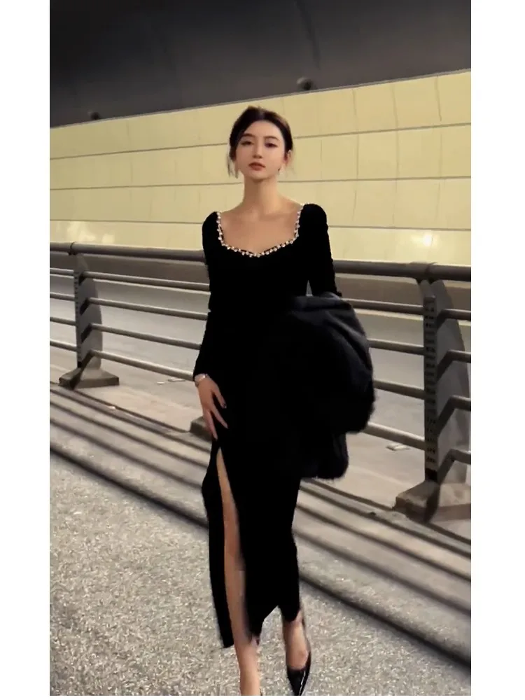 Элегантное черное бархатное корейское платье с высокой талией, А-силуэт, длинное, для дня рождения, вечеринки, бала, для женщин 8-25 лет
Элегантное черное бархатное корейское платье с высокой талией, А-силуэт, длинное, для дня рождения, вечеринки, бала, для женщин 8-25 лет