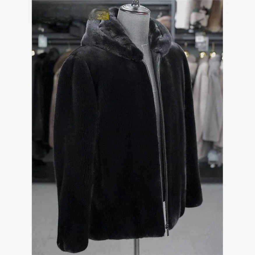 High-End Men's Whole-Marten Fur Coat with Hood Collar Water-Rabbit Fur Korean Sle Faionable Winter Leather Jaet
High-End Men's Whole-Marten Fur Coat with Hood Collar Water-Rabbit Fur Korean Sle Faionable Winter Leather Jaet