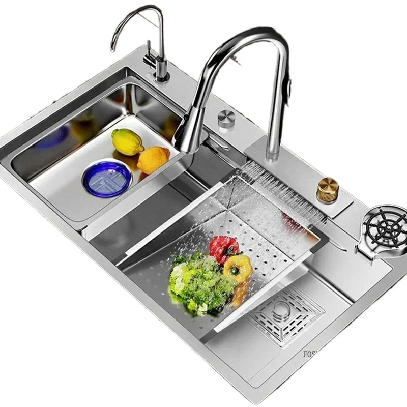 Brushed metal kitchen sink waterfall style large single sink countertop control sink
Brushed metal kitchen sink waterfall style large single sink countertop control sink