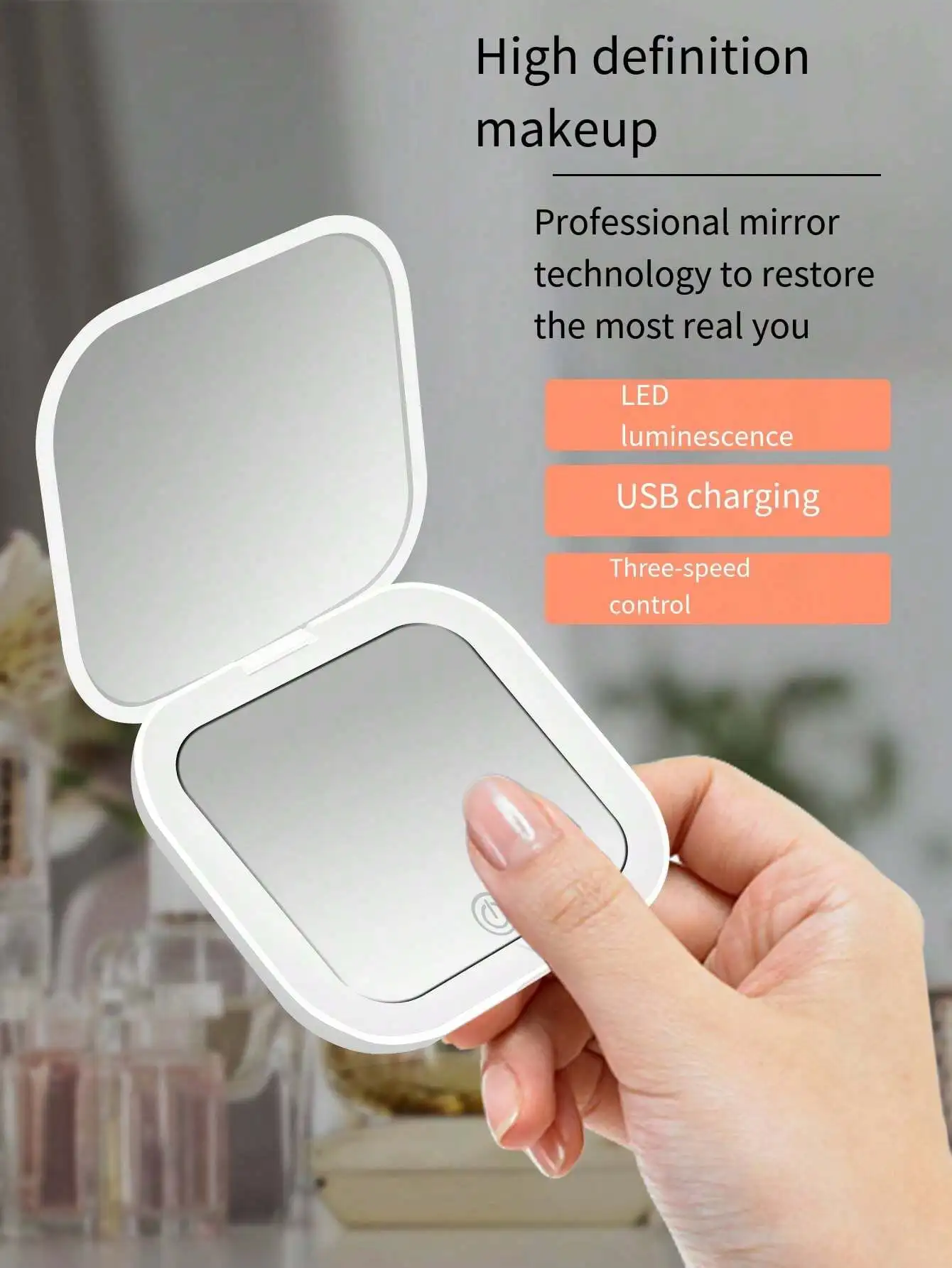 Square LED New Handheld Double-Sided Clamshell Round Pocket Folding With Light Led Makeup Mirror Compact 3x Magnification Cosmet
Square LED New Handheld Double-Sided Clamshell Round Pocket Folding With Light Led Makeup Mirror Compact 3x Magnification Cosmet