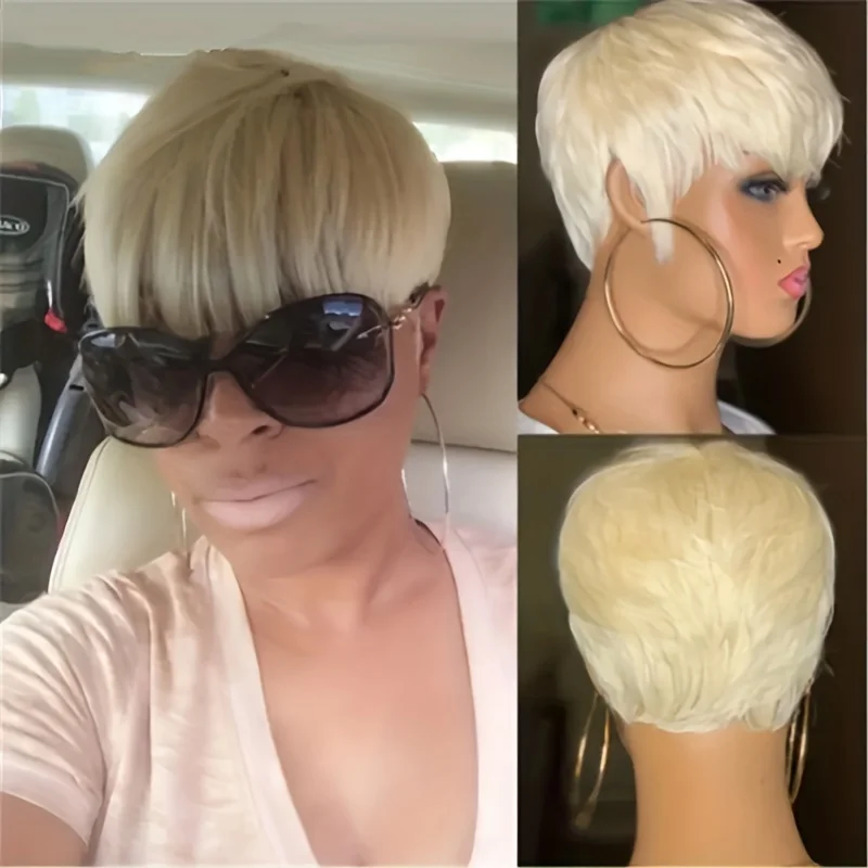 Short Blonde Wig Human Hair Pixie Cut Wigs for Women 613 Color Short Straight Layered Wigs with Bangs Machine Made Wigs
Short Blonde Wig Human Hair Pixie Cut Wigs for Women 613 Color Short Straight Layered Wigs with Bangs Machine Made Wigs