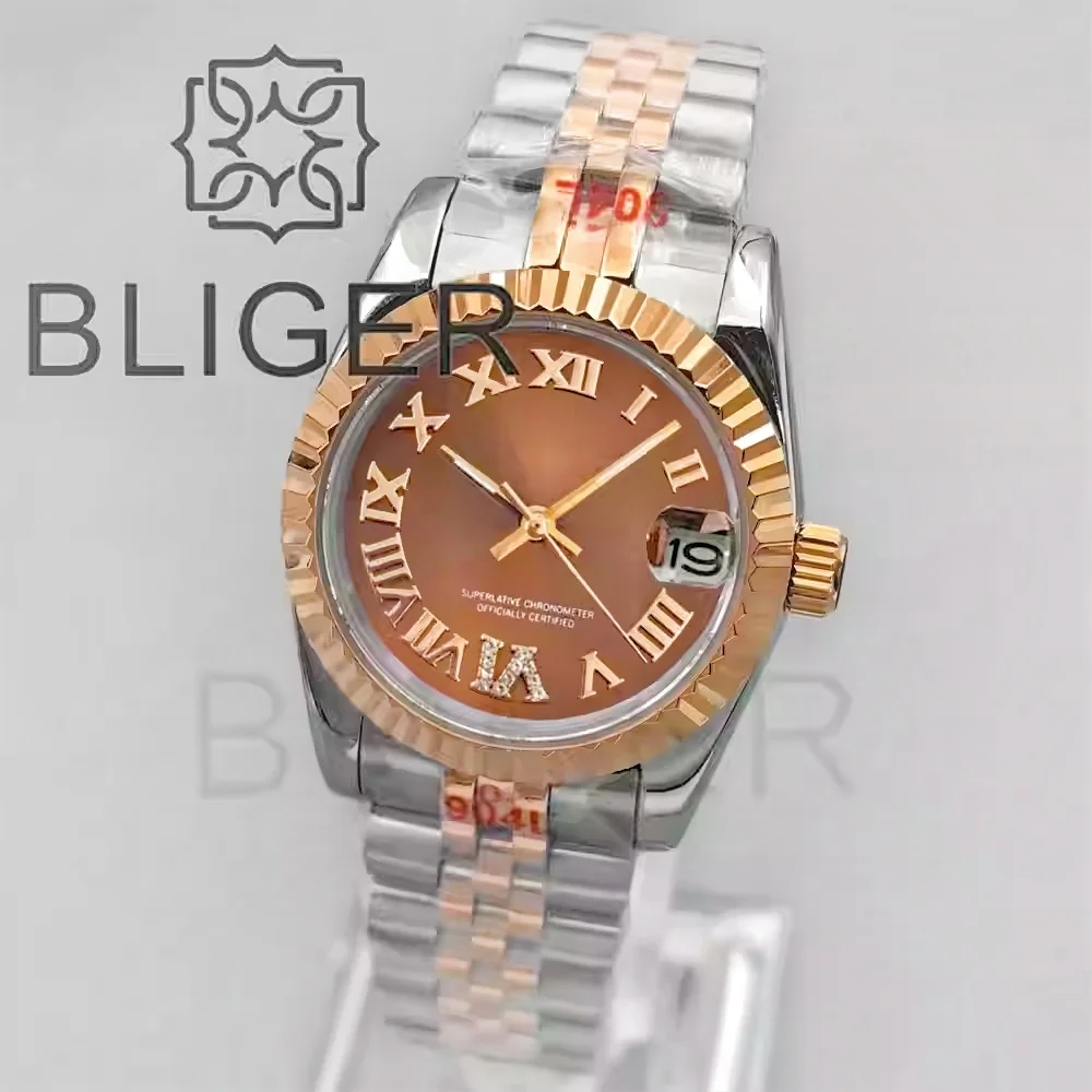 Женские наручные часы BLIGER 31 мм, двухцветные, розовые, элегантные, люксовые, с коричневым циферблатом, римскими цифрами, сапфировым стеклом, водонепроницаемые
Женские наручные часы BLIGER 31 мм, двухцветные, розовые, элегантные, люксовые, с коричневым циферблатом, римскими цифрами, сапфировым стеклом, водонепроницаемые