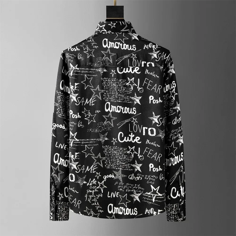 2023 Fashion Letter Print Shirts Men Long Sleeve Loose Casual Shirts Business Social Party Formal Dress Shirts Men Clothing
2023 Fashion Letter Print Shirts Men Long Sleeve Loose Casual Shirts Business Social Party Formal Dress Shirts Men Clothing