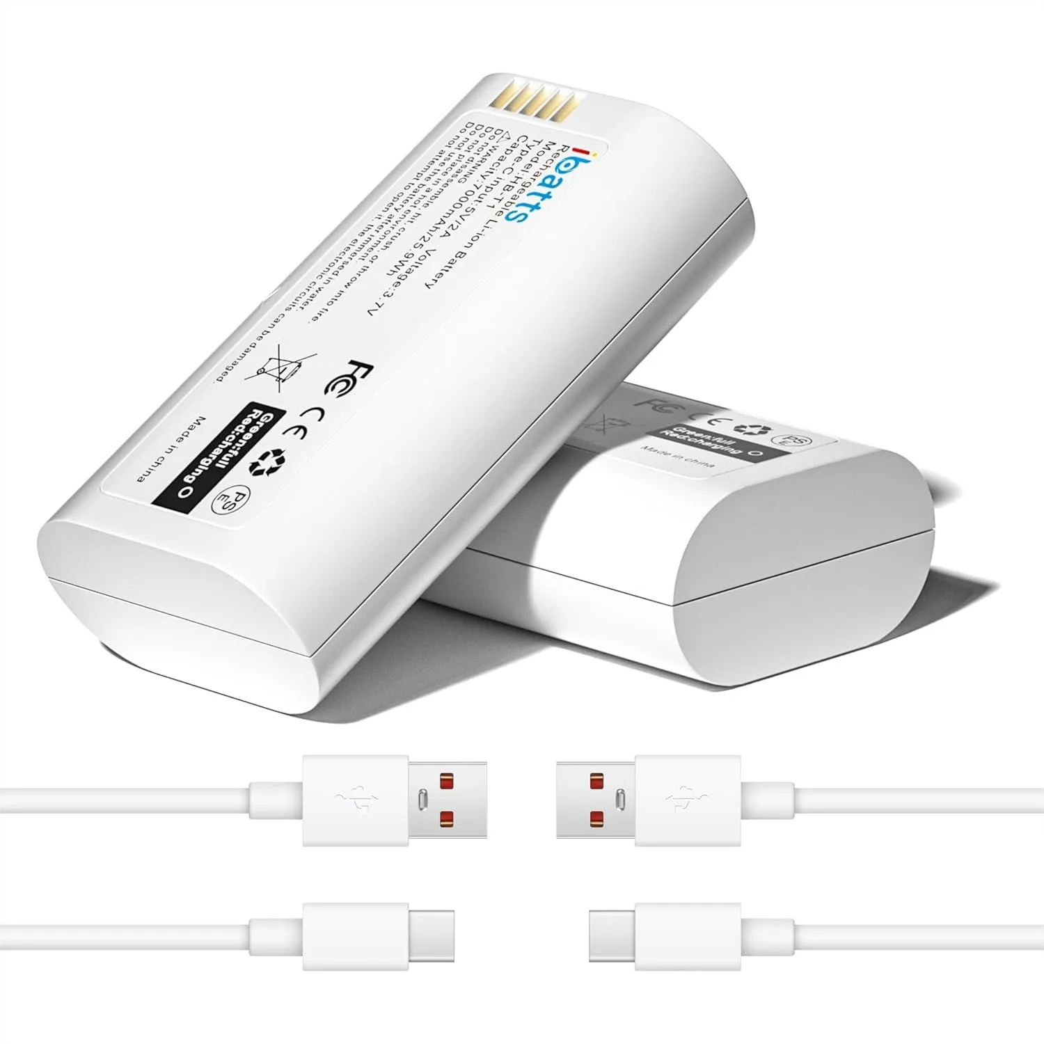 2 Pack 7000mAh Rechargeable Battery for Wyze Cam Pro, Duo Cam Doorbell, Palm Lock - USB-C Charging, Power Display
2 Pack 7000mAh Rechargeable Battery for Wyze Cam Pro, Duo Cam Doorbell, Palm Lock - USB-C Charging, Power Display