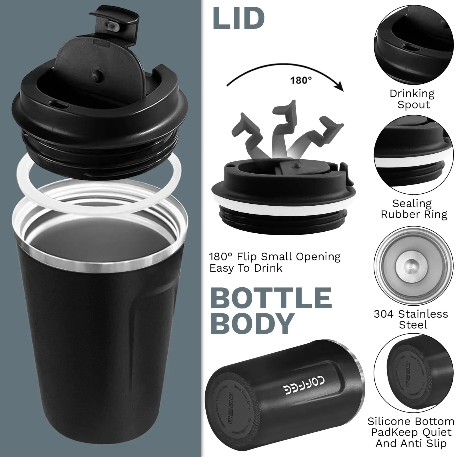 Leak-Proof Keeps Cold & Hot Coffee Tea Cup Daily Commute Travel Tumbler Vacuum Flask 510ML SS Thermal Portable Car Cup
Leak-Proof Keeps Cold & Hot Coffee Tea Cup Daily Commute Travel Tumbler Vacuum Flask 510ML SS Thermal Portable Car Cup