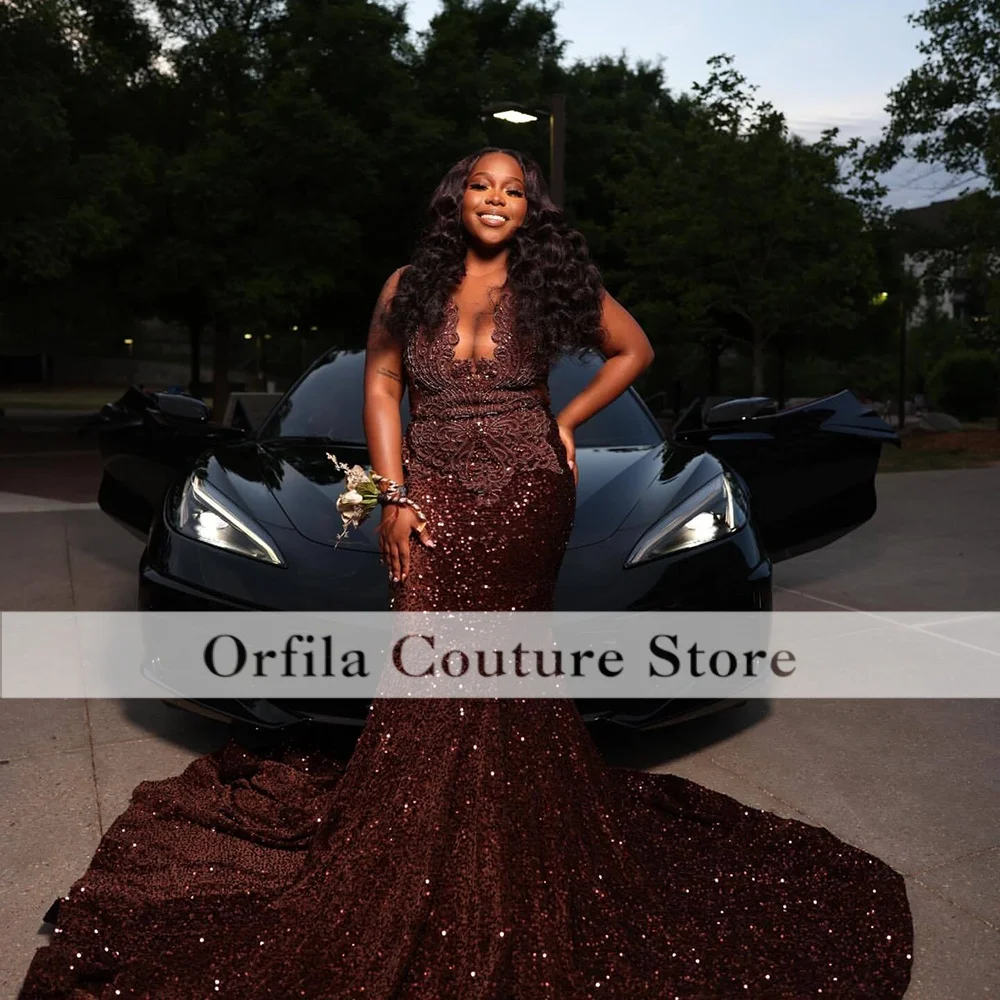Sequin Brown Prom Dresses Scoop Crystal Mermaid Beading African Evening Gowns Party Gala Gowns Customized
Sequin Brown Prom Dresses Scoop Crystal Mermaid Beading African Evening Gowns Party Gala Gowns Customized
