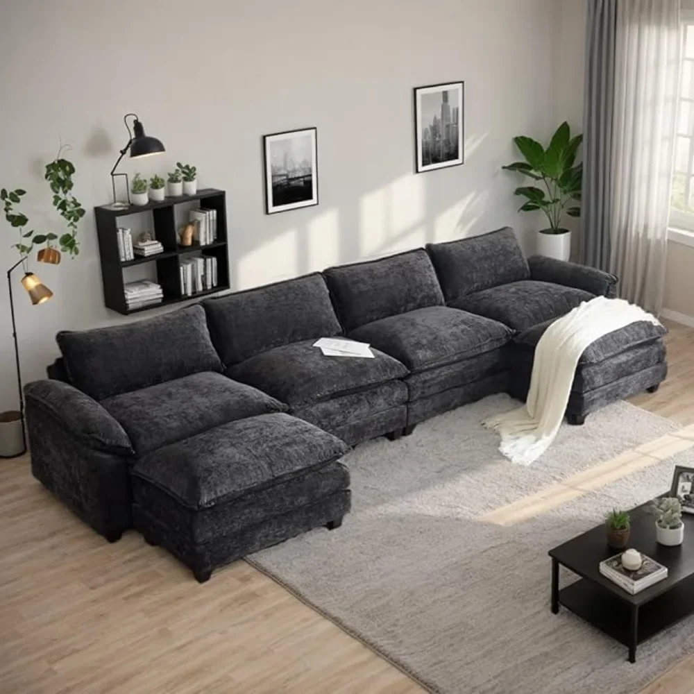 Sectional Sofa Modular Deep Seat Sofa Couch with Ottomans, Chenille Sofa Sleeper Comfy Upholstered Furniture for Living Room
Sectional Sofa Modular Deep Seat Sofa Couch with Ottomans, Chenille Sofa Sleeper Comfy Upholstered Furniture for Living Room