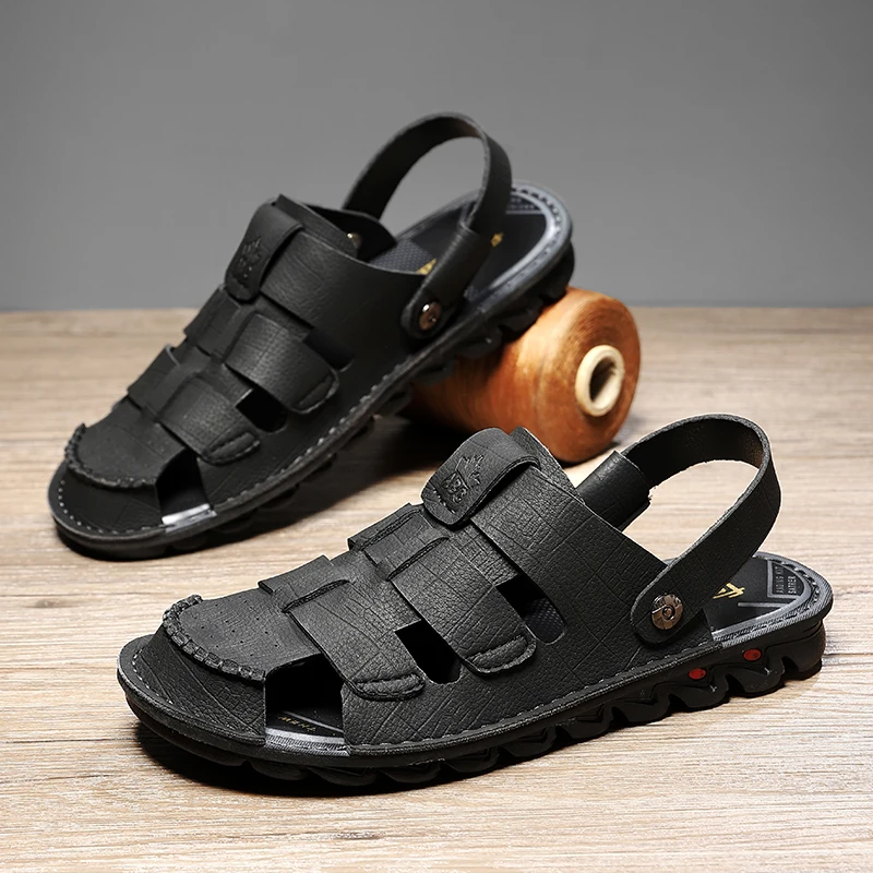 New Arrival Men Leather Slides Non-Slip Summer Beach Sandals Soft Breathable Sandaly Male Casual Beach Flats Slippers Sandalias
New Arrival Men Leather Slides Non-Slip Summer Beach Sandals Soft Breathable Sandaly Male Casual Beach Flats Slippers Sandalias