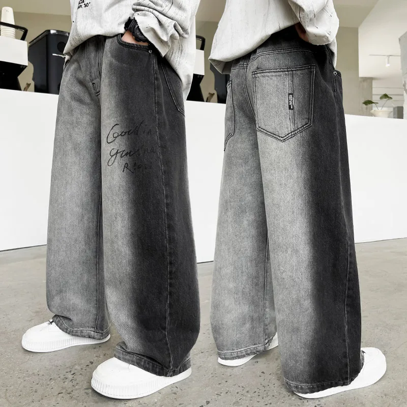 Kids Harajuku Gothic Streetwear Big Boy Black Jeans with Gradient Tweens Child Baggy Jeans Pants High Waist Wide Denim Trousers
Kids Harajuku Gothic Streetwear Big Boy Black Jeans with Gradient Tweens Child Baggy Jeans Pants High Waist Wide Denim Trousers