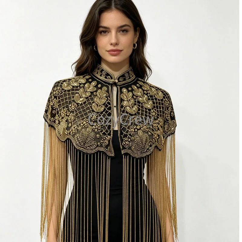 Handmade Heavy Beaded Long Tassel Shawl Indian Embroidery Chinese Cloud Shoulder Cape for Women Cheongsam Wedding Fashion
Handmade Heavy Beaded Long Tassel Shawl Indian Embroidery Chinese Cloud Shoulder Cape for Women Cheongsam Wedding Fashion