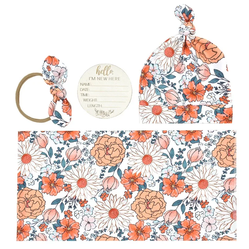 Cute Printed Swaddle for Babies Fashionable 4-Piece Newborn Set Featuring Swaddle, Hat, Headband & Month Marker Blanket
Cute Printed Swaddle for Babies Fashionable 4-Piece Newborn Set Featuring Swaddle, Hat, Headband & Month Marker Blanket