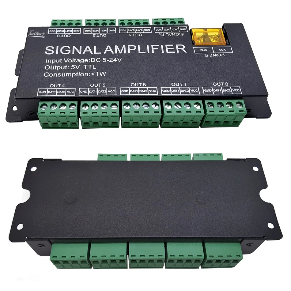 8 channels Pixels 5050 RGB LED Strip Light Amplifier DC5-24V Input,5V TTL signal Output,WS2811 WS2812B 1903 Lamp Tape Repeater
8 channels Pixels 5050 RGB LED Strip Light Amplifier DC5-24V Input,5V TTL signal Output,WS2811 WS2812B 1903 Lamp Tape Repeater