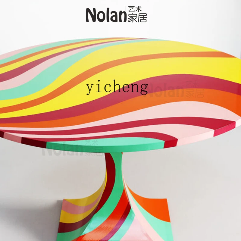 ZZ creative art hand-painted table dopamine color rainbow hotel model room small apartment table
ZZ creative art hand-painted table dopamine color rainbow hotel model room small apartment table