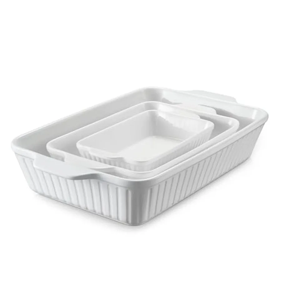 Casserole Dishes for Oven, Baking Dishes Set, Ceramic Bakeware Sets of 3, Lasagna Pan Deep, Rectangular Baking Pan Set with Han
Casserole Dishes for Oven, Baking Dishes Set, Ceramic Bakeware Sets of 3, Lasagna Pan Deep, Rectangular Baking Pan Set with Han