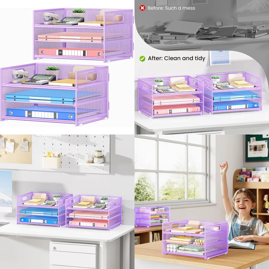2 упаковки, 3-уровневый фиолетовый металлический сетчатый настольный лоток для бумажных писем, органайзер-сортировщик файлов с ручкой + 1 раздвижной лоток для стола, домашнего офиса
2 упаковки, 3-уровневый фиолетовый металлический сетчатый настольный лоток для бумажных писем, органайзер-сортировщик файлов с ручкой + 1 раздвижной лоток для стола, домашнего офиса