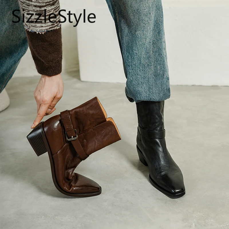 Стильные однотонные женские ботильоны из натуральной кожи с пряжкой на ремне, простые удобные женские ботильоны без шнуровки на массивном каблуке
Стильные однотонные женские ботильоны из натуральной кожи с пряжкой на ремне, простые удобные женские ботильоны без шнуровки на массивном каблуке