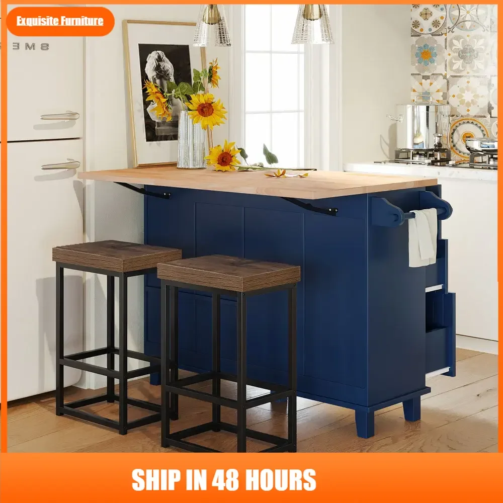 Farmhouse Kitchen Island Set with Drop Leaf and 2 Seatings,Dining Table Set with Storage Cabinet, Drawers and Towel Rack
Farmhouse Kitchen Island Set with Drop Leaf and 2 Seatings,Dining Table Set with Storage Cabinet, Drawers and Towel Rack