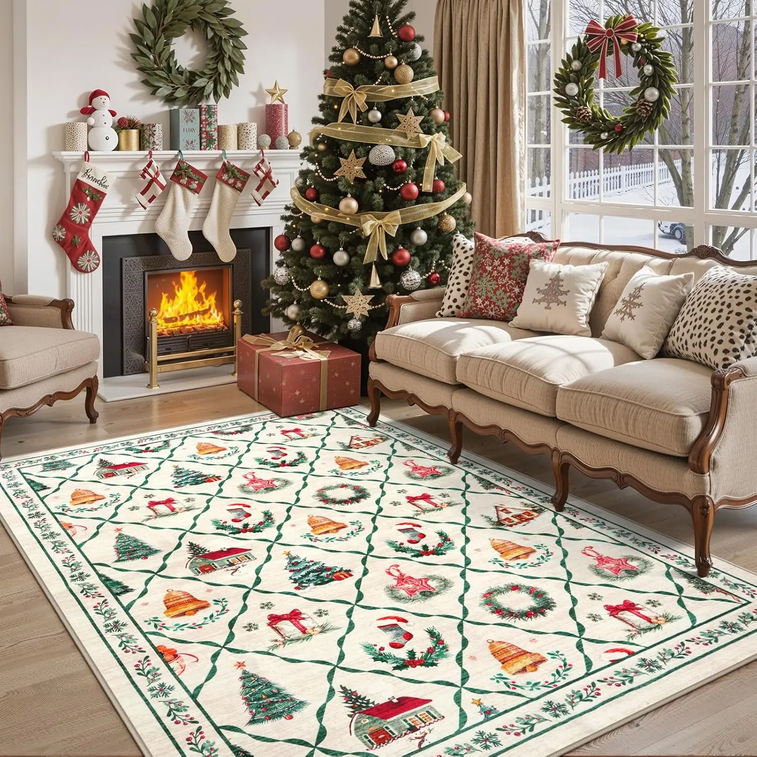 Machine Washable Christmas Area Rug Moroccan Rug Thin Non-Slip Christmas Rugs for Living Room Bedroom,Large Neutral Low-Pile
Machine Washable Christmas Area Rug Moroccan Rug Thin Non-Slip Christmas Rugs for Living Room Bedroom,Large Neutral Low-Pile