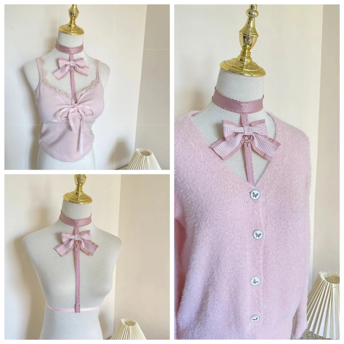 French Style Sweet Girl Pink Bow Collar Pure Desire Halter Neck Strap Vest Spring Summer Original Inner Wear Crop Tops
French Style Sweet Girl Pink Bow Collar Pure Desire Halter Neck Strap Vest Spring Summer Original Inner Wear Crop Tops