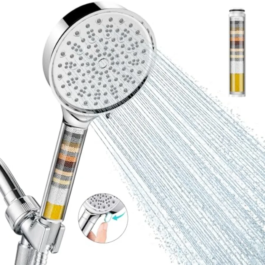 Filtered Shower Head with Handheld, High Pressure 6 Spray Mode Showerhead with Filters, Water Softener Filters Beads for Hard W
Filtered Shower Head with Handheld, High Pressure 6 Spray Mode Showerhead with Filters, Water Softener Filters Beads for Hard W