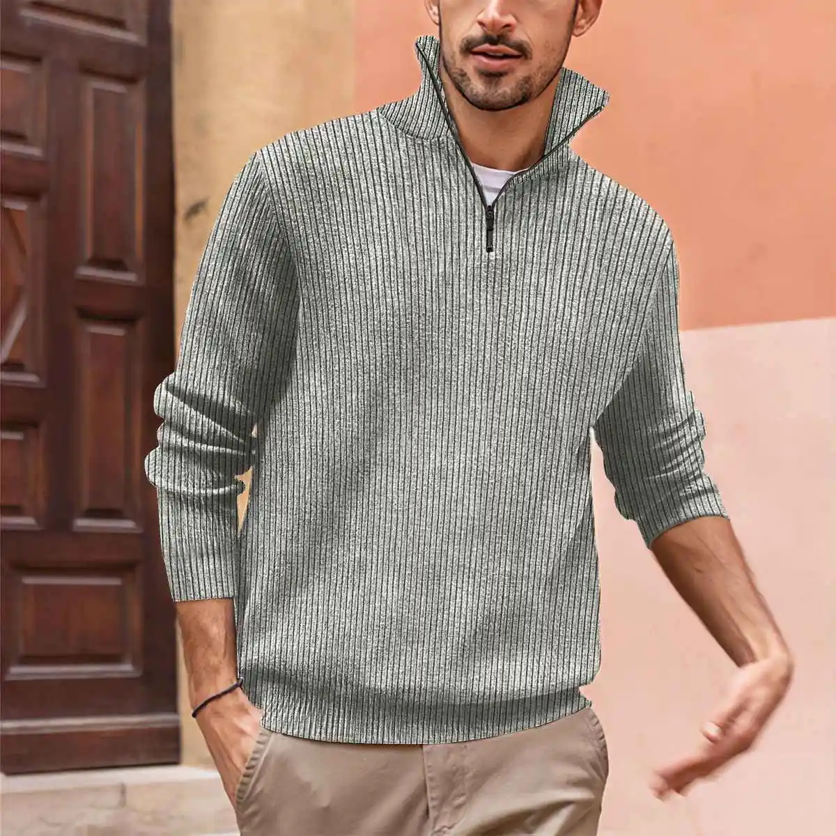 New Men's Faion High Ne Zipper irt Youthful Energy Sle Long Sve Thin Cotton Nylon Knitted Top for Commuting
New Men's Faion High Ne Zipper irt Youthful Energy Sle Long Sve Thin Cotton Nylon Knitted Top for Commuting