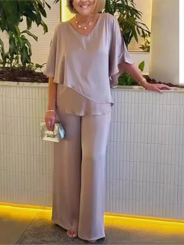 Elegant Suits Women Fashion Two Piece Set Casual V Neck Loose Top + Wide Leg Pants Sets Solid Office Ladies Outifits Spring
Elegant Suits Women Fashion Two Piece Set Casual V Neck Loose Top + Wide Leg Pants Sets Solid Office Ladies Outifits Spring
