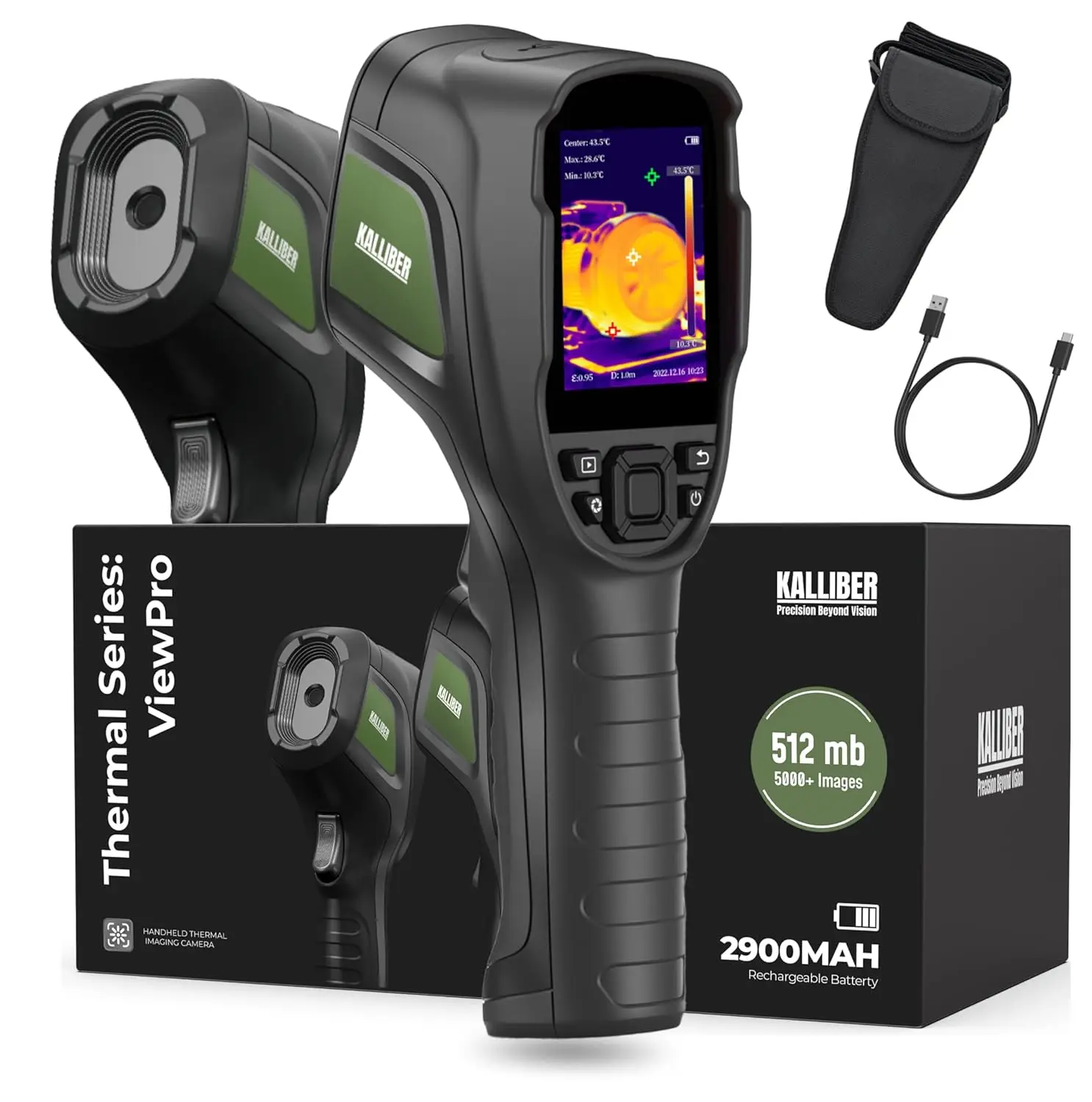 Kalliber Thermal Imaging Camera - 320 x 240 Screen Resolution, Inbuilt Storage 5000+ Images, 15 Hour Battery Handheld - 25Hz Inf
Kalliber Thermal Imaging Camera - 320 x 240 Screen Resolution, Inbuilt Storage 5000+ Images, 15 Hour Battery Handheld - 25Hz Inf